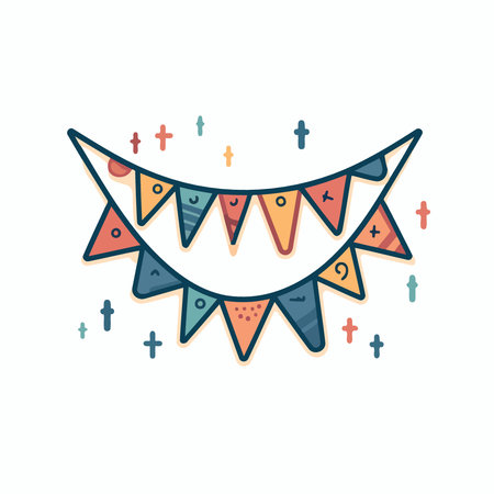 colorful hanging pennants decorations minimalist vector illustrationのイラスト素材