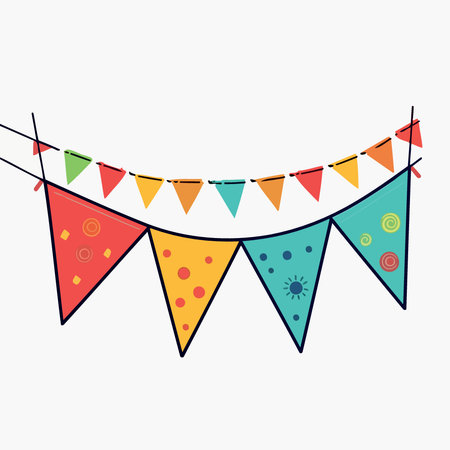 colorful hanging pennants decorations minimalist vector illustrationのイラスト素材