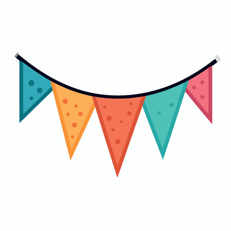 colorful hanging pennants decorations minimalist vector illustrationのイラスト素材