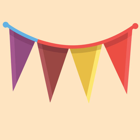 colorful hanging pennants decorations minimalist vector illustrationのイラスト素材