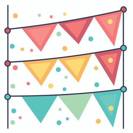 colorful hanging pennants decorations minimalist vector illustrationのイラスト素材