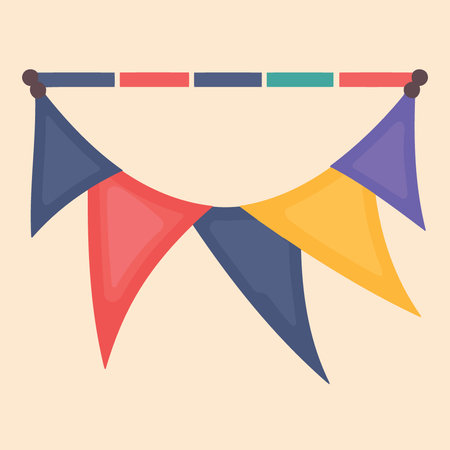 colorful hanging pennants decorations minimalist vector illustrationのイラスト素材