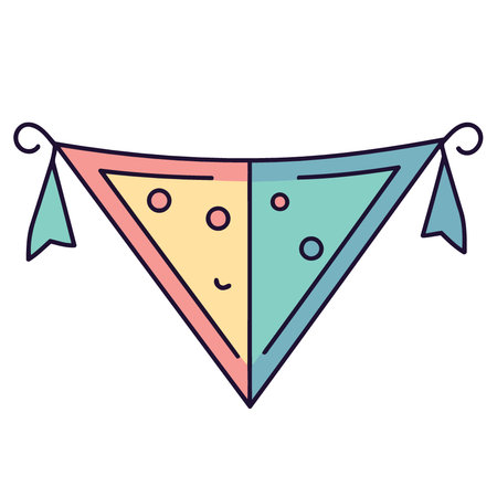 colorful hanging pennants decorations minimalist vector illustrationのイラスト素材