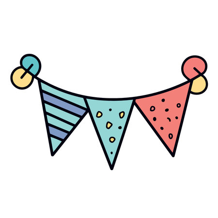 colorful hanging pennants decorations minimalist vector illustrationのイラスト素材