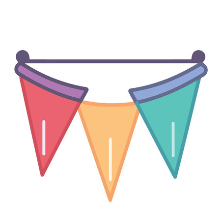 colorful hanging pennants decorations minimalist vector illustrationのイラスト素材