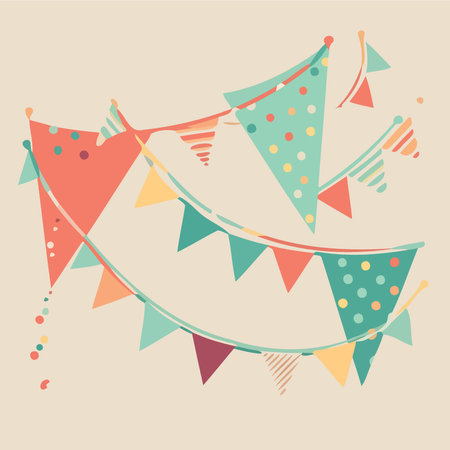 colorful hanging pennants decorations minimalist vector illustrationのイラスト素材