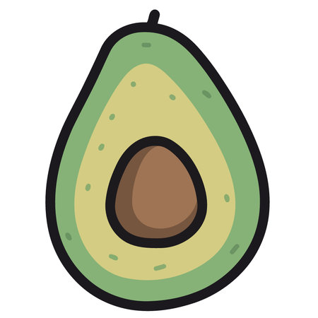 cut in half round avocado fruit vector minimalist illustrationのイラスト素材