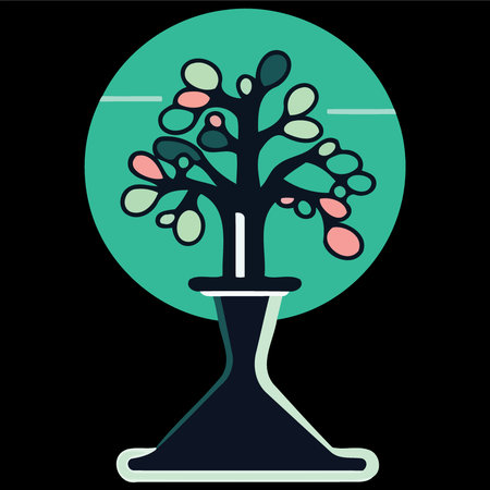 life sciences erlenmeyer flask with tree growing minimalist vector illustrationのイラスト素材