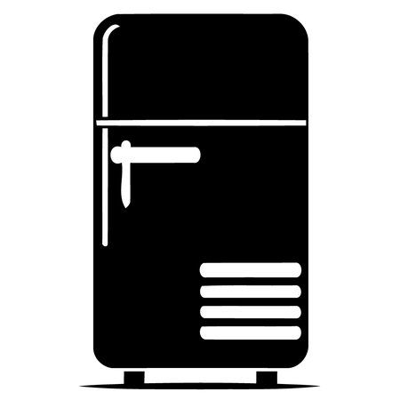 black and white refrigerator icon minimalist vector illustrationのイラスト素材