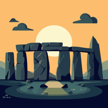 illustration of composite structure formed by large and heavy stonesのイラスト素材