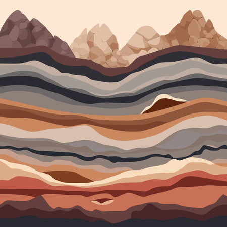 Colorful conceptual illustration to illustrate geology theme rocky soil layersのイラスト素材