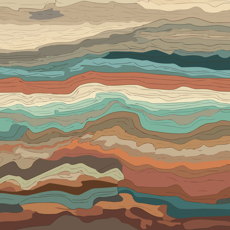 Colorful conceptual illustration to illustrate geology theme rocky soil layersのイラスト素材