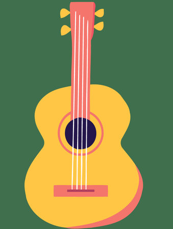 yellow guitar musical instrument minimalist vector illustrationのイラスト素材