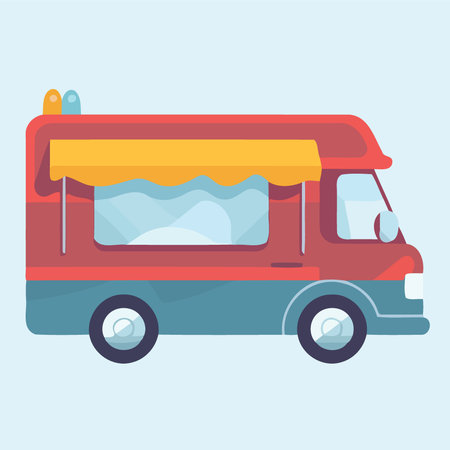 red food truck vehicle minimalist vector illustrationのイラスト素材