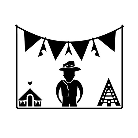 man at festa junina or st john day brazilian festivity minimalistic vector illustrationのイラスト素材