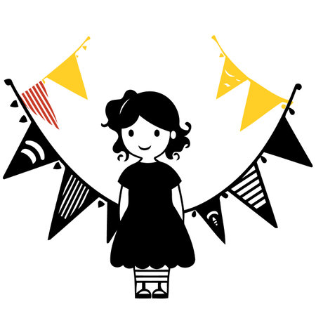 girl at festa junina or st john day brazilian festivity minimalist vector illustrationのイラスト素材