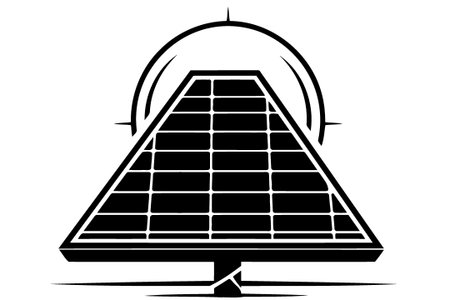 solar energy panels conceptual minimalist vector illustrationのイラスト素材