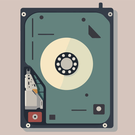 open modern hard drive minimalist vector illustration