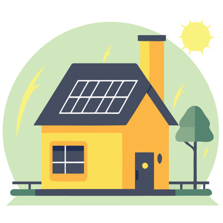 simple house with solar energy minimalist vector illustrationのイラスト素材