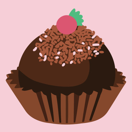 brazilian chocolate candy called brigadeiro minimalist vector illustrationのイラスト素材