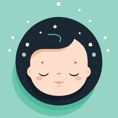 newborn baby head minimalistic vector illustrationのイラスト素材