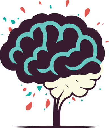 color human brain logo minimalist vector illustrationのイラスト素材