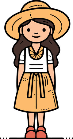 young girl at festa junina minimalist vector illustrationのイラスト素材