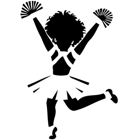 cheerleader woman black and white silhouette vector illustration minimalistのイラスト素材