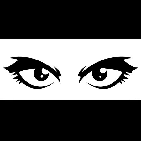 human eyes watching in black white minimalist vector illustrationのイラスト素材