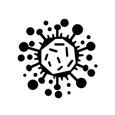 black and white covid virus minimalist vector illustrationのイラスト素材