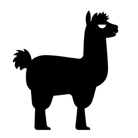 black silhouette of animal llama or alpaca minimalist vector illustrationのイラスト素材