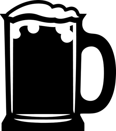 black and white beer mug minimalistic vector illustrationのイラスト素材