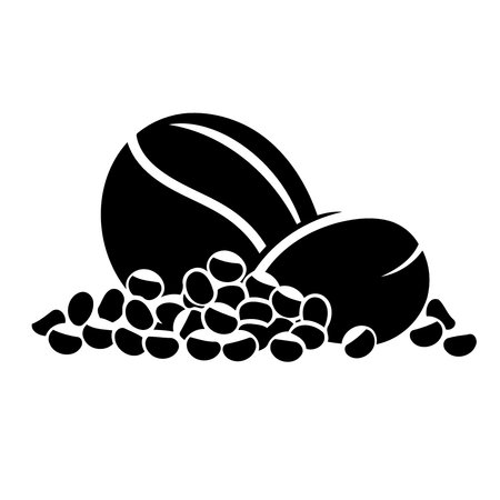 creative black and white coffee bean composition minimalistic vector illustrationのイラスト素材