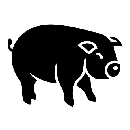 animal mammal pig black and white silhouette vector illustration minimalistのイラスト素材