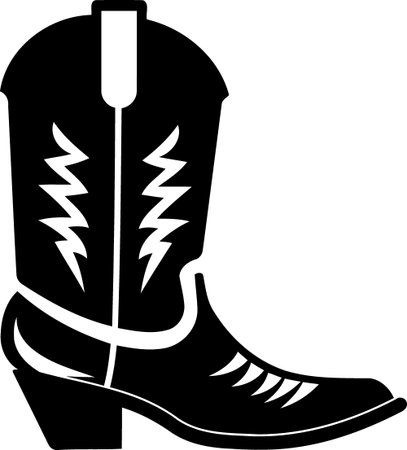 black and white silhouette cowboy boot shoe minimalist vector illustrationのイラスト素材