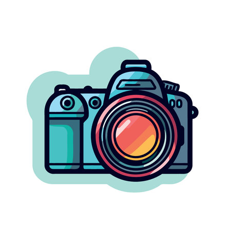 digital camera colorful icon minimalistic vector illustrationのイラスト素材