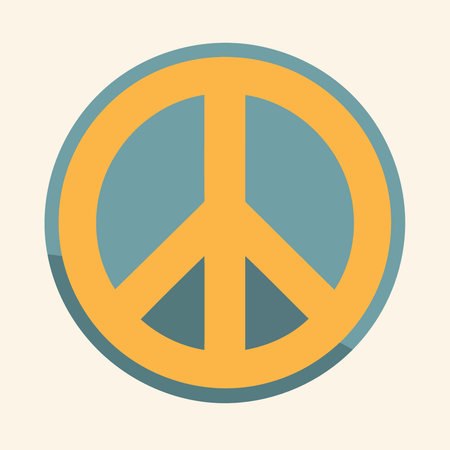 yellow peace symbol in a blue circle minimalistic vector illustrationのイラスト素材