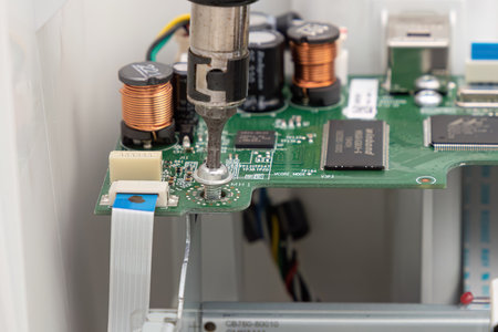 Itaja, Goias, Brazil - 09 05 2023: Open home multifunction printer for maintenance electronic componentsのeditorial素材