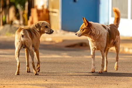 animal mammal dog abandoned on the street in the afternoonの写真素材