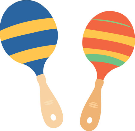 Pair of Cuban or Mexican Maracas minimalistic vector illustration