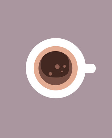 coffee cup in top view minimalist vector illustrationのイラスト素材