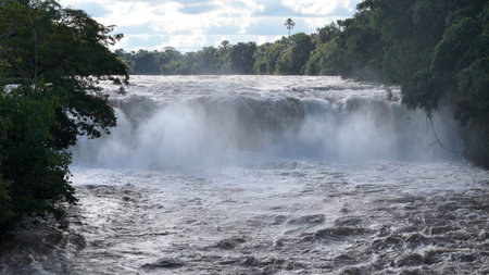 aerial image of waterfall on the apore river