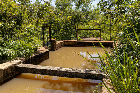 Cassilandia, Mato Grosso do Sul, Brazil - 01 26 2024: outside of the tourist attraction Salto do Rio Apore with natureのeditorial素材