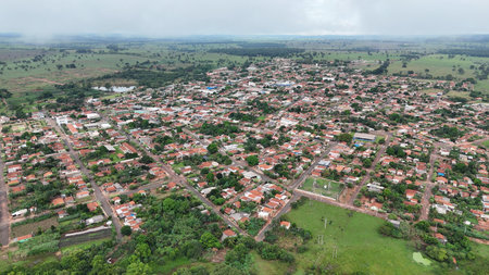 Itaja, Goias, Brazil - 04 13 2024: Aerial image of the city Itaja Goias at dayのeditorial素材