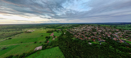 Itaja, Goias, Brazil 04 10 2024: Aerial image of the city Itaja Goias at dayのeditorial素材
