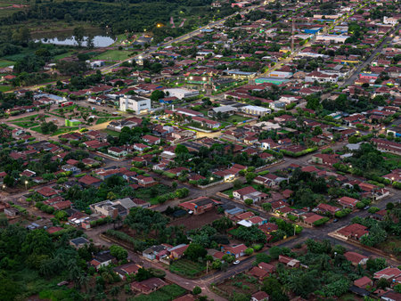 Itaja, Goias, Brazil 04 10 2024: Aerial image of the city Itaja Goias at dayのeditorial素材