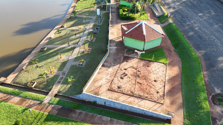 Itaja, Goias, Brazil - 04 19 2024: Aerial image of the itaja municipal natural lakeのeditorial素材
