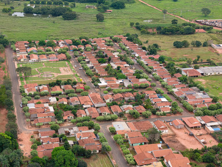 Itaja, Goias, Brazil - 04 13 2024: Aerial image of the city Itaja Goias at dayのeditorial素材