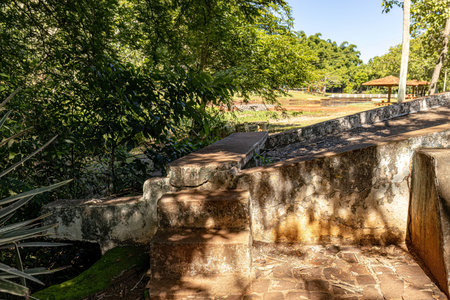 Cassilandia, Mato Grosso do Sul, Brazil - 01 26 2024: ruins of the old hydroelectric plant of Salto do Rio Aporeのeditorial素材