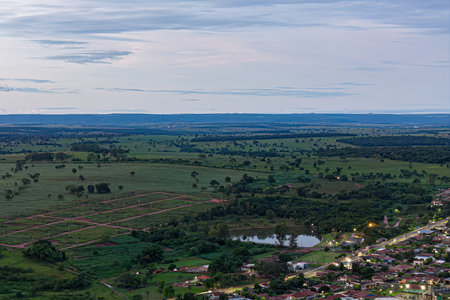 Itaja, Goias, Brazil 04 11 2024: Aerial image of the itaja municipal natural lakeのeditorial素材